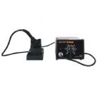 ·手柄特別輕巧，長時間使用不會感到太疲勞。

·發(fā)熱體采用進(jìn)口耐溫材料，通過先進(jìn)工藝制成，壽命長，更換發(fā)熱體成本低。

·發(fā)熱體使用低壓供電，保證了防靜電、無漏電、無干擾。

·獨特的溫度鎖定裝置。防止人員濫調(diào)溫度。

·分體式設(shè)計，體積小巧，容易擺放，特別節(jié)省工作空間。

·200℃~480℃溫度設(shè)定，溫控穩(wěn)定，準(zhǔn)確。

·焊咀（烙鐵頭）與國際品牌匹配，并根據(jù)用戶不同工作條件，可選配各焊咀。

·焊臺采用導(dǎo)電性材料制成，做到真正的防靜電。
